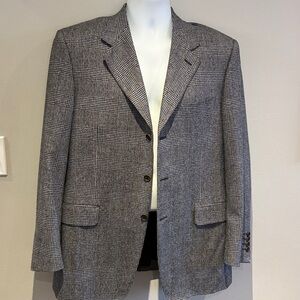 Canali Black and Gray  Wool Cashmere Plaid Blazer
